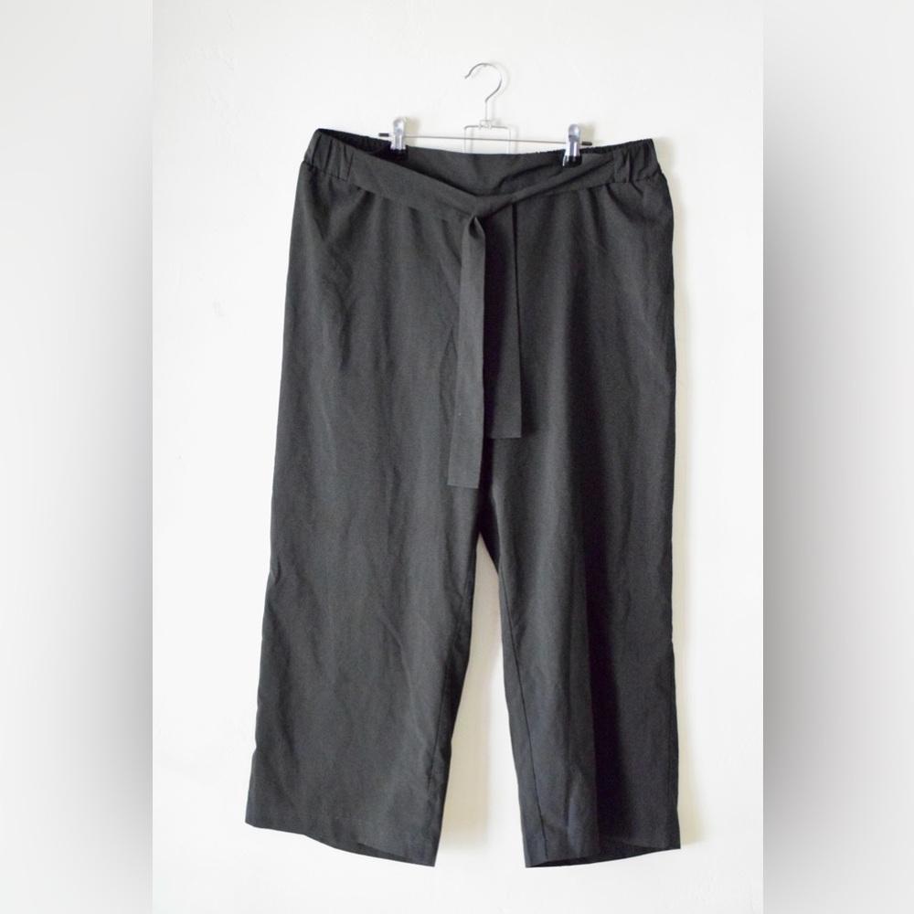 Calvin Klein women’s work pants Black Tie Stretch Waist cropped Trousers